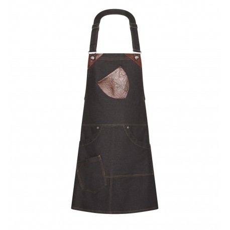 Grembiule Pettorina Denim Elasticizzato Nero