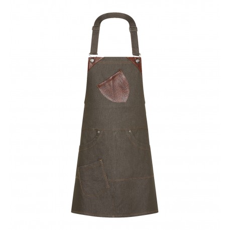 Grembiule Pettorina Denim Elasticizzato Marrone
