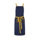 Grembiule Pettorina Blu con Bretelle a Contrasto
