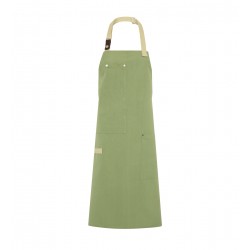 Grembiule Pettorina Verde Oliva con Laccio a Contrasto