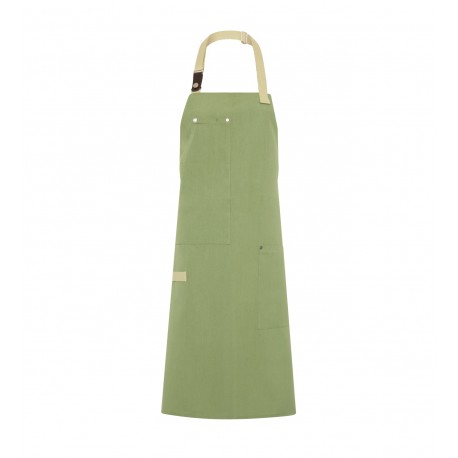 Grembiule Pettorina Verde Oliva con Laccio a Contrasto