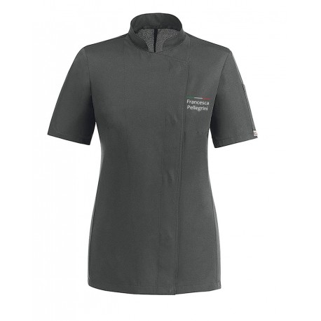 Giacca Cuoco Donna Easy Chef Italia Nero Microfibra M/Corte
