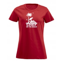 T-Shirt Donna Chef On The Beach Rossa