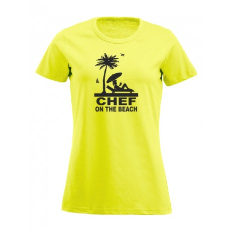 T-Shirt Donna Chef On The Beach Fluo