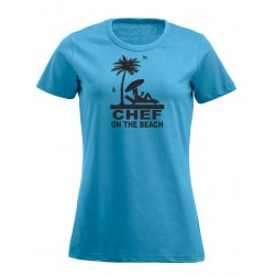 T-Shirt Donna Chef On The Beach Turchese