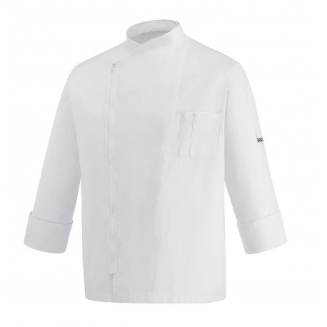 Giacca Cuoco Zip Bianca Microfibra