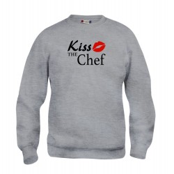 Felpa Girocollo Kiss the Chef Grigia