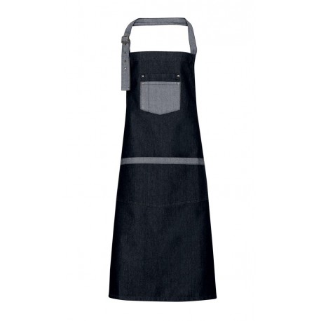 Grembiule Pettorina Contrast Denim Nero