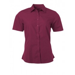Camicia Donna Policotone Manica Corta Bordeaux