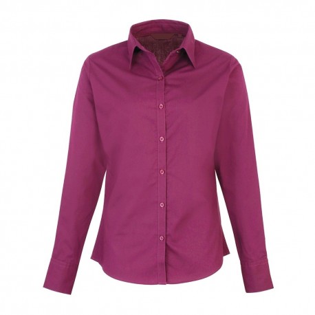Camicia Donna Policotone Manica Lunga Bordeaux