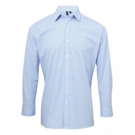 Camicia Donna Gingham Quadretti Celeste/Bianco