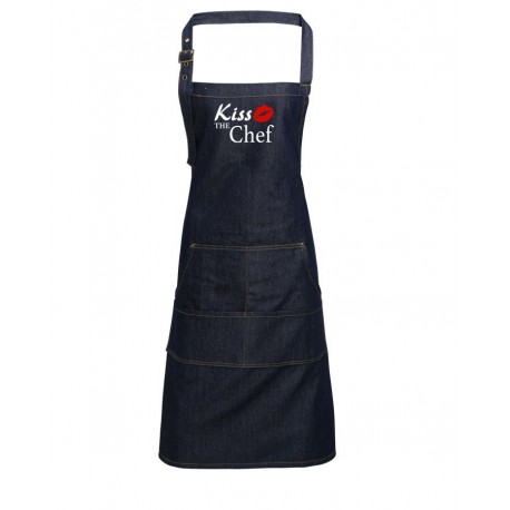 Grembiule Denim Blu Kiss The Chef