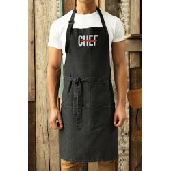 Grembiule Denim Nero Chef Cut