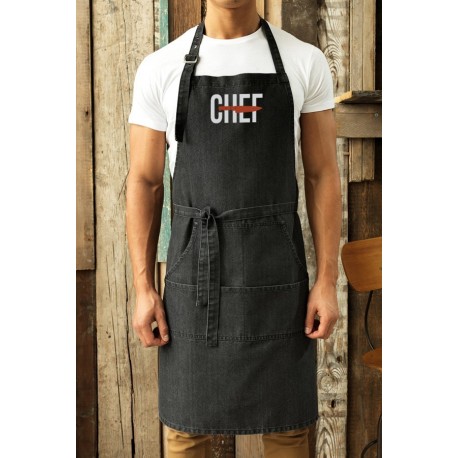 Grembiule Denim Nero Chef Cut