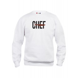 Felpa Girocollo Bianca Chef Cut