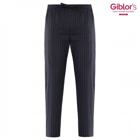 Pantalone Cuoco Enrico Gessato Largo Nero