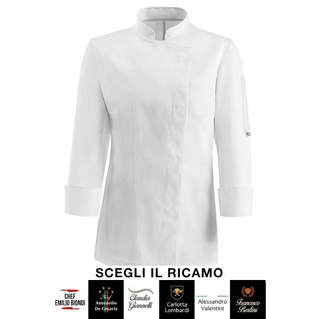 Giacca Cuoco Donna Microfibra Bianco Signature