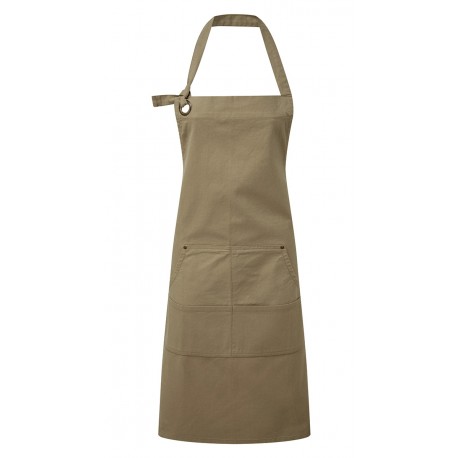 Grembiule Canvas Con Tasca kaki