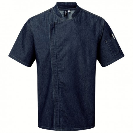Giacca Cuoco Zip M/Corte Jeans Blu