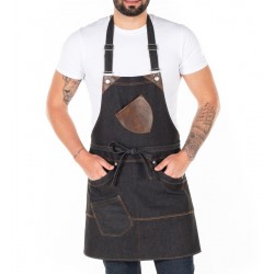 Grembiule Pettorina Denim Elasticizzato Nero