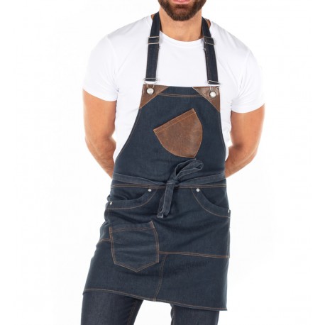 Grembiule Pettorina Denim Elasticizzato Blu