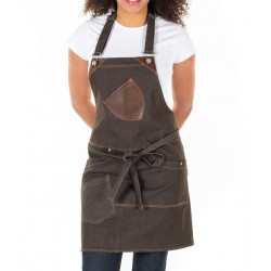 Grembiule Pettorina Denim Elasticizzato Marrone