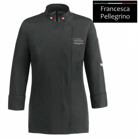 Giacca Cuoco Donna Chef Italia Microfibra Nera