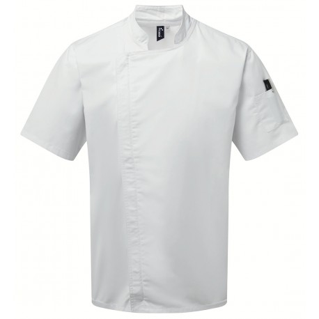 Giacca Cuoco Zip M/Corte Bianco